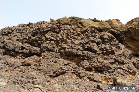 Formation géologique de Basaltes en coussins